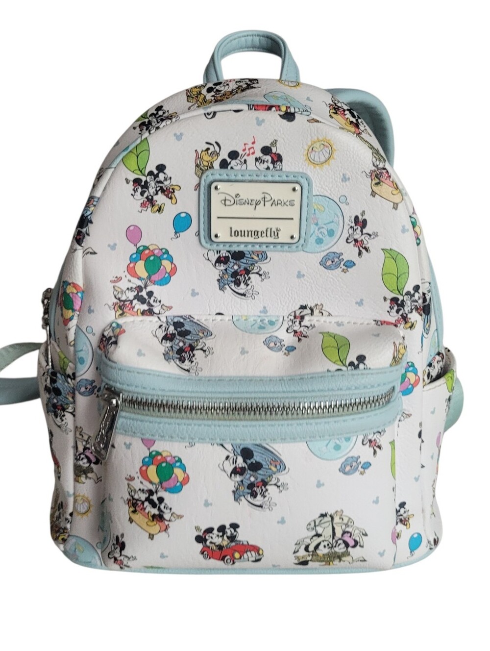 Loungefly Disney Parks White & Light Blue Mickey & Friends Mini Backpack